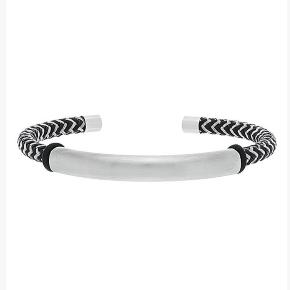 Stainless Steel Bar & Zigzag Cuff
